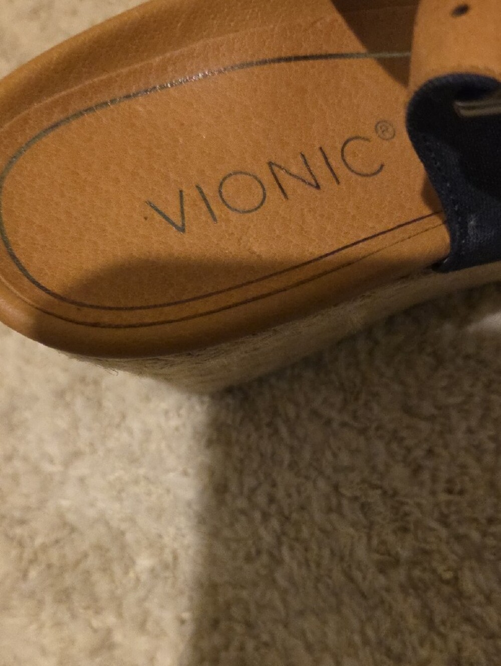 Vionic Navy Slingback Ballet Wedges with Buckle - Picture 2 of 7